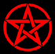 Red circle and pentagram on a black background